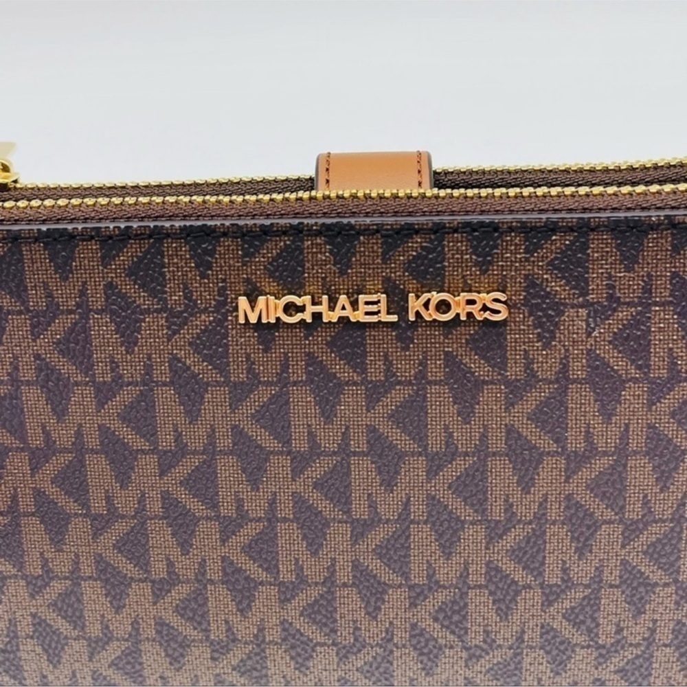 Michael Kors Large Double Zip Wallet Wristlet Brown - Picture 8 of 11